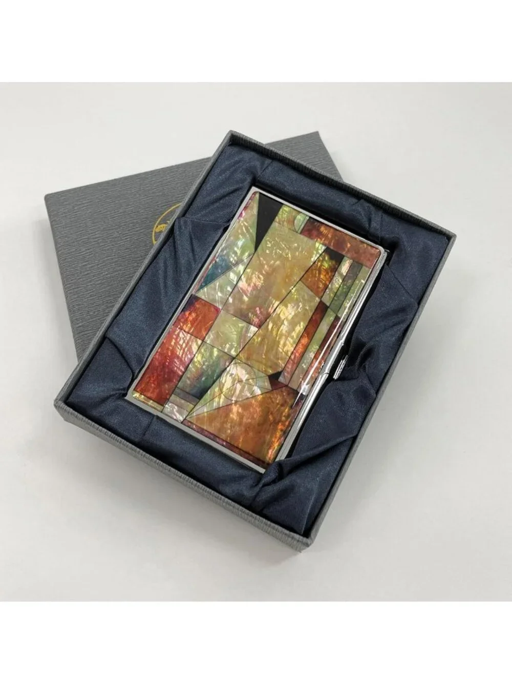 Elegant Mother of Pearl Business Card Holder | Slim Travel Wallet | Engraved
